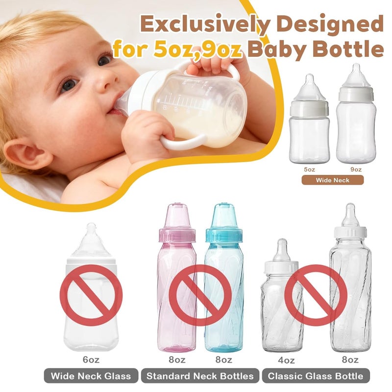 Dotshnk 4Pack Baby Bottle Handles for Evenflo Wide Neck 5oz & 9oz Baby Bottle, Baby Bottle Handles Wide Neck, Baby Bottle Holder - White - Image 3